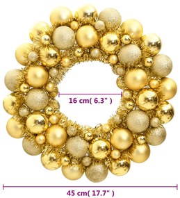 Ghirlanda di Natale Oro 45 cm in Polistirene
