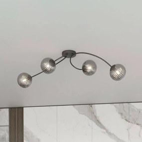 EMIBIG LIGHTING Plafoniera Vibra, grigio fumo/nero, lunghezza 110 cm, a 4 luci.
