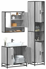Set Mobili Da Bagno 3 Pz Grigio Sonoma İn Legno Multistrato /