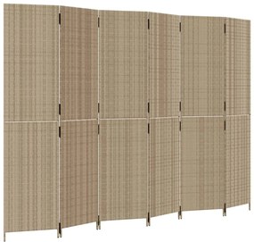 Divisorio per ambienti a 6 pannelli beige in polyrattan