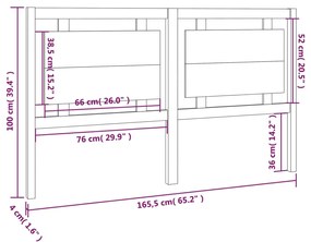 Testiera per Letto 165,5x4x100 cm in Legno Massello di Pino