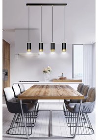 Lampadario 4 Luci Ivar Con Cilindri In Acciaio Nero E Oro