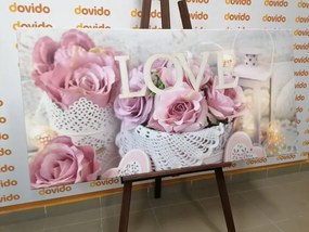 Stampa su tela – Decorazione vintage con scritta Love