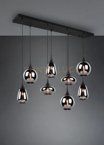 Sospensione lumina rettangolare con 8 diffusori metallo nero 31700...