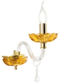 Applique da parete PATRICIA 12x25 cm in vetro e cristallo Ambra 1 Luce