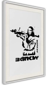 Poster  Banksy: Mona Lisa with Bazooka I  Cornice Quadri Cornice d'oro con passe-partout, Larghezza x Altezza Home decor 40x60