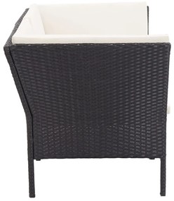 Set divani da giardino 6 pz con cuscini in polyrattan nero