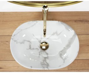 REA-U8001 - Lavabo da appoggio AMELIA 34,5x48 cm in ceramica, finitura effetto marmo