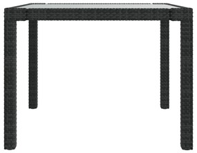Tavolo giardino 90x90x75 cm vetro temperato e polyrattan nero