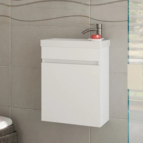 Kamalu - Mobiletto 40 con specchio colore bianco opaco | LAC-POLIS-40-B