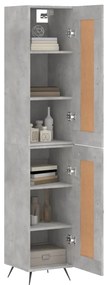 Credenza Grigio Cemento 34,5x34x180 cm in Legno Multistrato