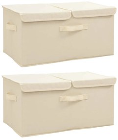 Scatole Portaoggetti 2pz İn Tessuto 50x30x25 Cm Crema /