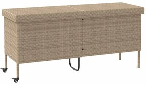 Contenitore Da Giardino Con Ruote Beige 160x55x75 Cm Polyrattan /