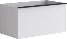 Mobile da bagno sospeso sotto lavabo Pixel frame 2 cassetti L 80 x H 40 x P 45.5 cm bianco laccato opaco, con maniglia alluminio nero opaco