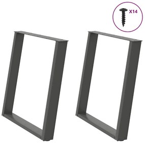 Gambe Tavolo Pranzo A U 2 Pz Antracite 80x(72-73) Cm Acciaio /