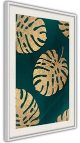 Poster  Gilded Monstera Leaves  Cornice Quadri Cornice nera con pass-partout, Larghezza x Altezza Home decor 20x30