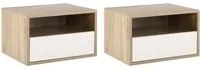 Set 2 Comodini Sospesi 45x35x27,5 cm con Cassetto e Ripiano Bianco