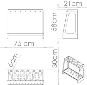 Portaombrelli Design Moderno Rettangolare Capienza 17 Ombrelli in Acciaio Antracite...