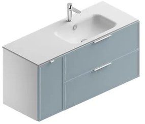 Mobile sottolavabo e lavabo Quadra per vasca a destra bianco-cielo in mdf L 120 x H 57 x P 46 cm, 1 anta 2 cassetti