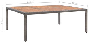 Tavolo da Giardino Grigio 200x150x74cm Polyrattan Legno Acacia
