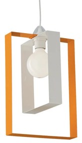 Sospensione Moderna Duplo 1 Luce Ferro Laccato Bianco E Arancio