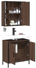 Set mobili da bagno 2 pz rovere marrone in legno multistrato