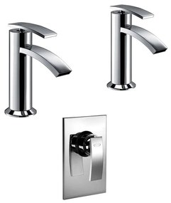 Set miscelatori lavabo + bidet + incasso doccia Jacuzzi | rubinetteria Ray ottone cromato per piletta click clack