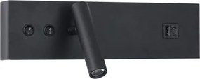 Brilagi-LED Lampada da parete orientabile con porta USB NOCTIS LED/3W/230V+LED/9W nera