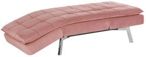 Chaise longue reclinabile in velluto rosa LOIRET Beliani