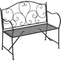 EasyComfort Panchina da Giardino in Acciaio a 2 Posti in Stile Classico, 106x42x95cm, Nero