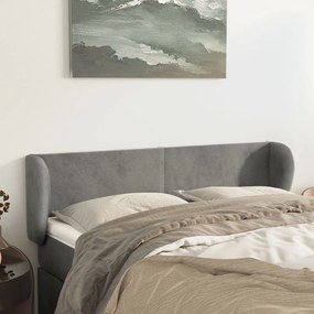 Testiera Ad Orecchio Grigio Chiaro 147x23x78/88 Cm İn Velluto /
