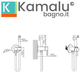 Kamalu - Miscelatore bidet da incasso con doccetta finitura oro| KAM-ARTE ORO