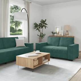 Set Di Divani 2 Pz Con Cuscini Verde Scuro İn Velluto /