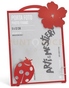 Porta foto coccinella rosso in ferro 10x15cmh(9,5x12,5formatofoto)