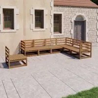 Set Divani da Giardino 7 pz Marrone Miele in Massello di Pino 3075767