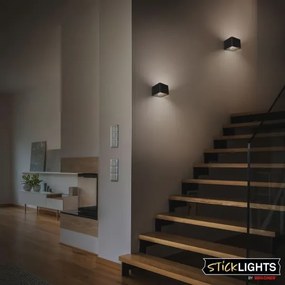 Briloner 3879015 - Lampada LED da parete ricaricabile con sensore BORRA, 1,5W/5V, batteria 3600 mAh, nera