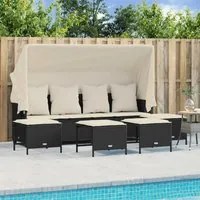 Set Divani da Giardino 5 pz con Cuscini in Polyrattan Nero 3261563