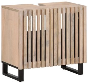Mobile Lavabo Da Bagno 62x34x58cm İn Legno Massello Di Mango /