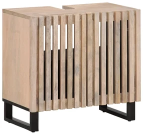 Mobile Lavabo Da Bagno 62x34x58cm İn Legno Massello Di Mango /
