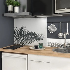 Pannello paraschizzi vetro Filipino bianco e grigio L70 cm x H90 cm