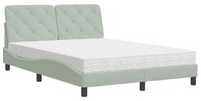 Letto con materasso grigio chiaro 140x190 cm in velluto