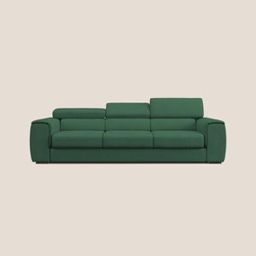 Zeno Divano con pouf estraibile poggiapiedi a 3 sedute in tessuto morbido impermeabile T02 verde