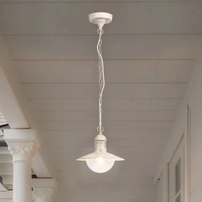 Brilagi - Lampada a sospensione da esterno MOLDE 1xE27/60W IP44 bianco/patina