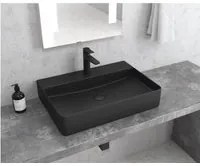 Lavabo da appoggio antares in ceramica nero opaco