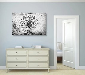 Stampa su tela – Simbolo dell'albero della vita in bianco e nero