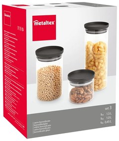 Set di contenitori per alimenti in vetro alimentari 3 pz – Metaltex