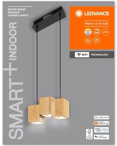 Ledvance - Lampadario LED dimmerabile su filo DECOR WOOD 3xLED/7W/230V Wi-Fi