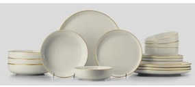 Set da tavola 16 pezzi in porcellana bianca con finiture dorate