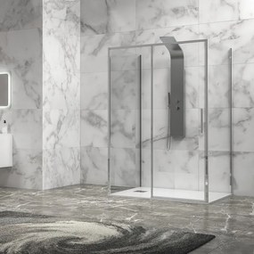 Kamalu - Cabina doccia 3 lati 90x130x90 scorrevole telaio cromato minimale | KLA-4000C