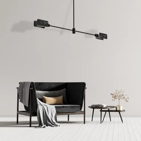 Lampadario a sospensione con supporto rigido ASTRA 2xE27/60W/230V nero